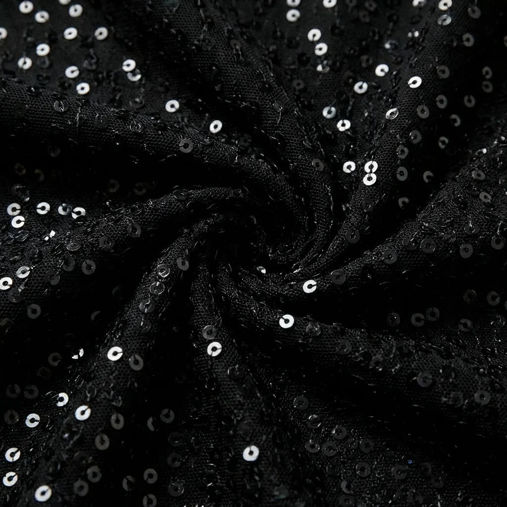 Long sleeve sequin midi dress, detail view