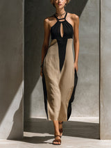 Laetitia | Color-Block Halter Midi Dress
