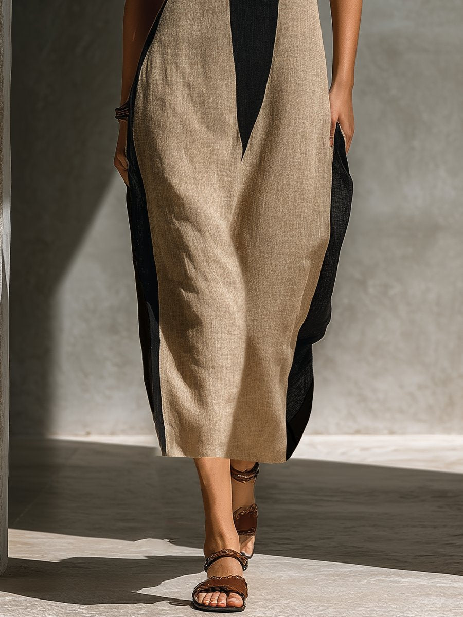 Laetitia | Color-Block Halter Midi Dress