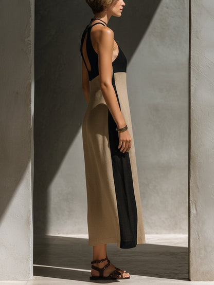 Laetitia | Color-Block Halter Midi Dress