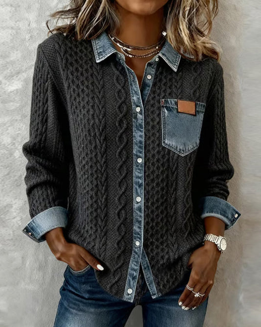 Winifred | Cable Knit Collared Button Top