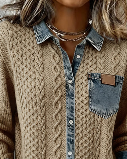 Winifred | Cable Knit Collared Button Top