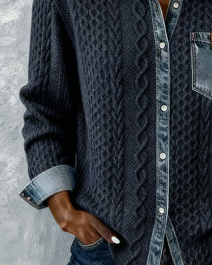 Winifred | Cable Knit Collared Button Top