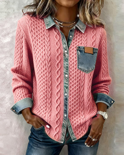 Winifred | Cable Knit Collared Button Top