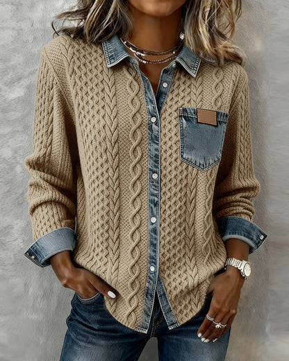 Winifred | Cable Knit Collared Button Top