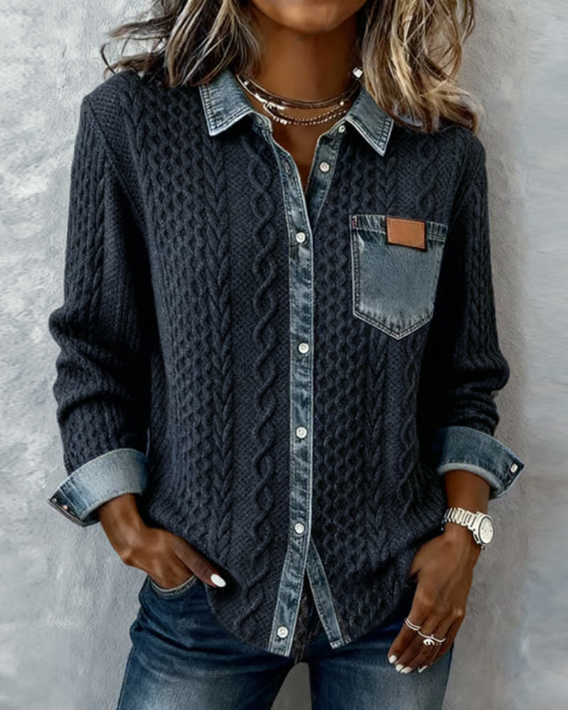 Winifred | Cable Knit Collared Button Top