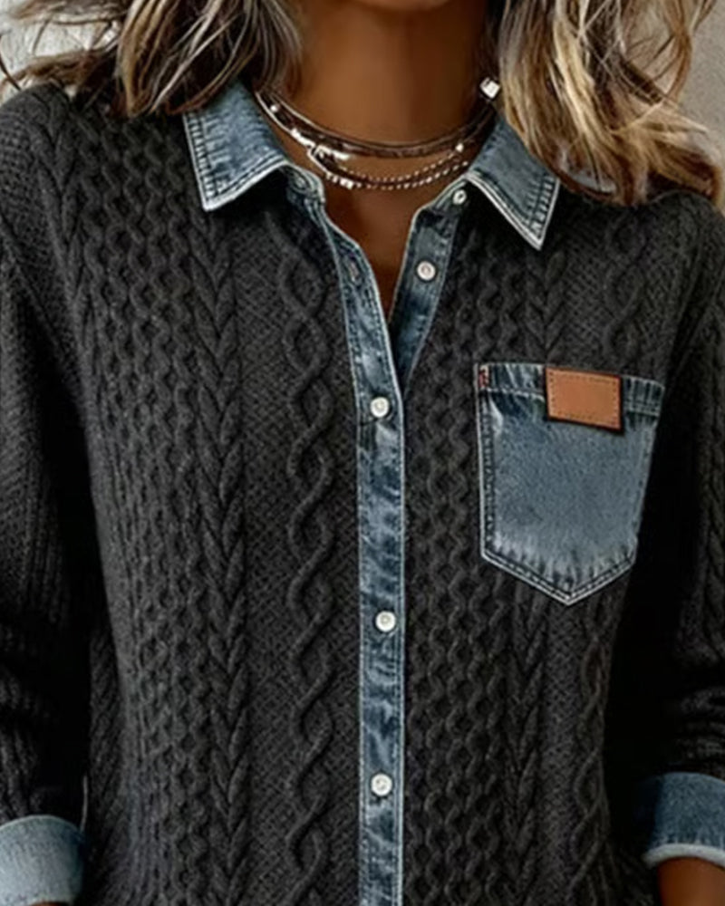 Winifred | Cable Knit Collared Button Top