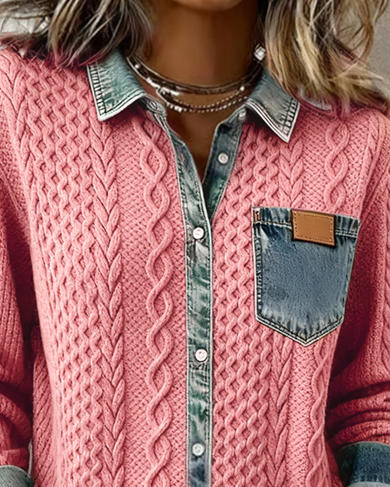 Winifred | Cable Knit Collared Button Top