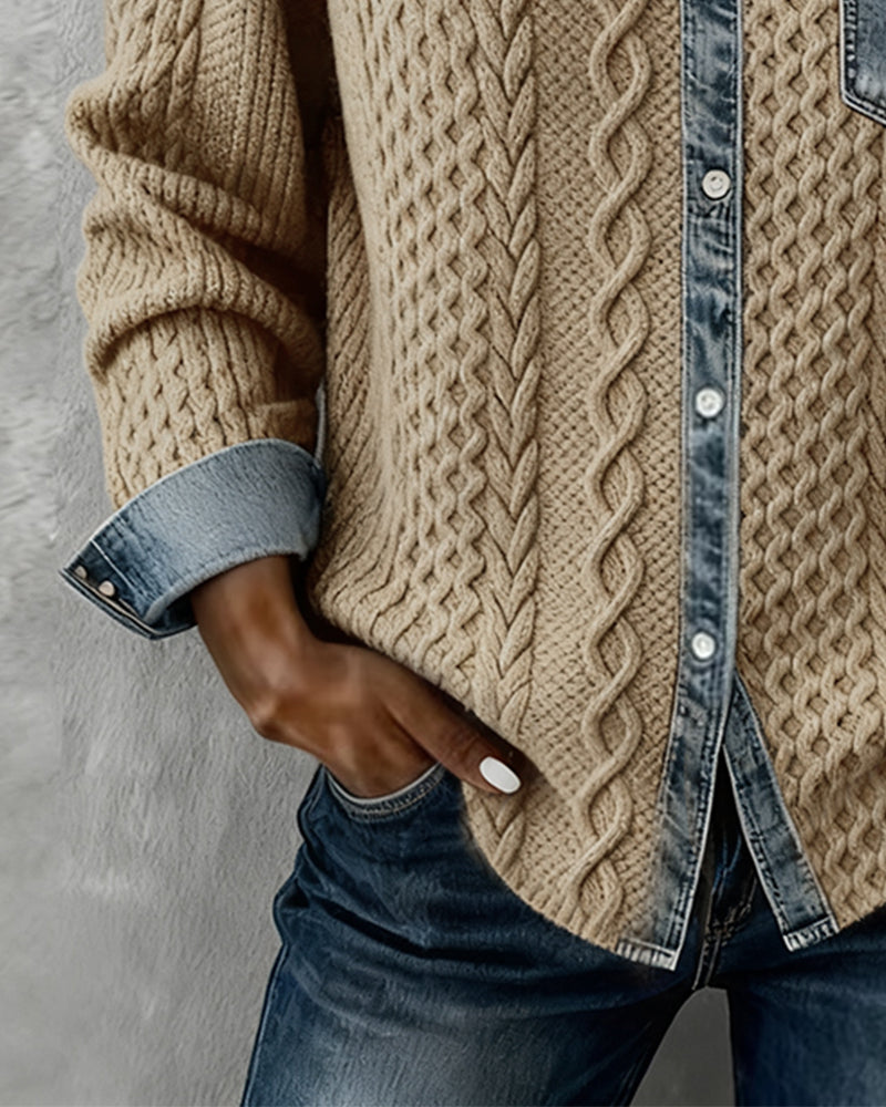 Winifred | Cable Knit Collared Button Top