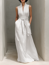 Genevieve | Belted Sleeveless Maxi Dress