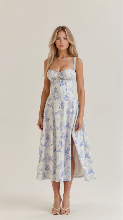 Constanza | Lace-Up Back Wedding Guest Maxi Dress