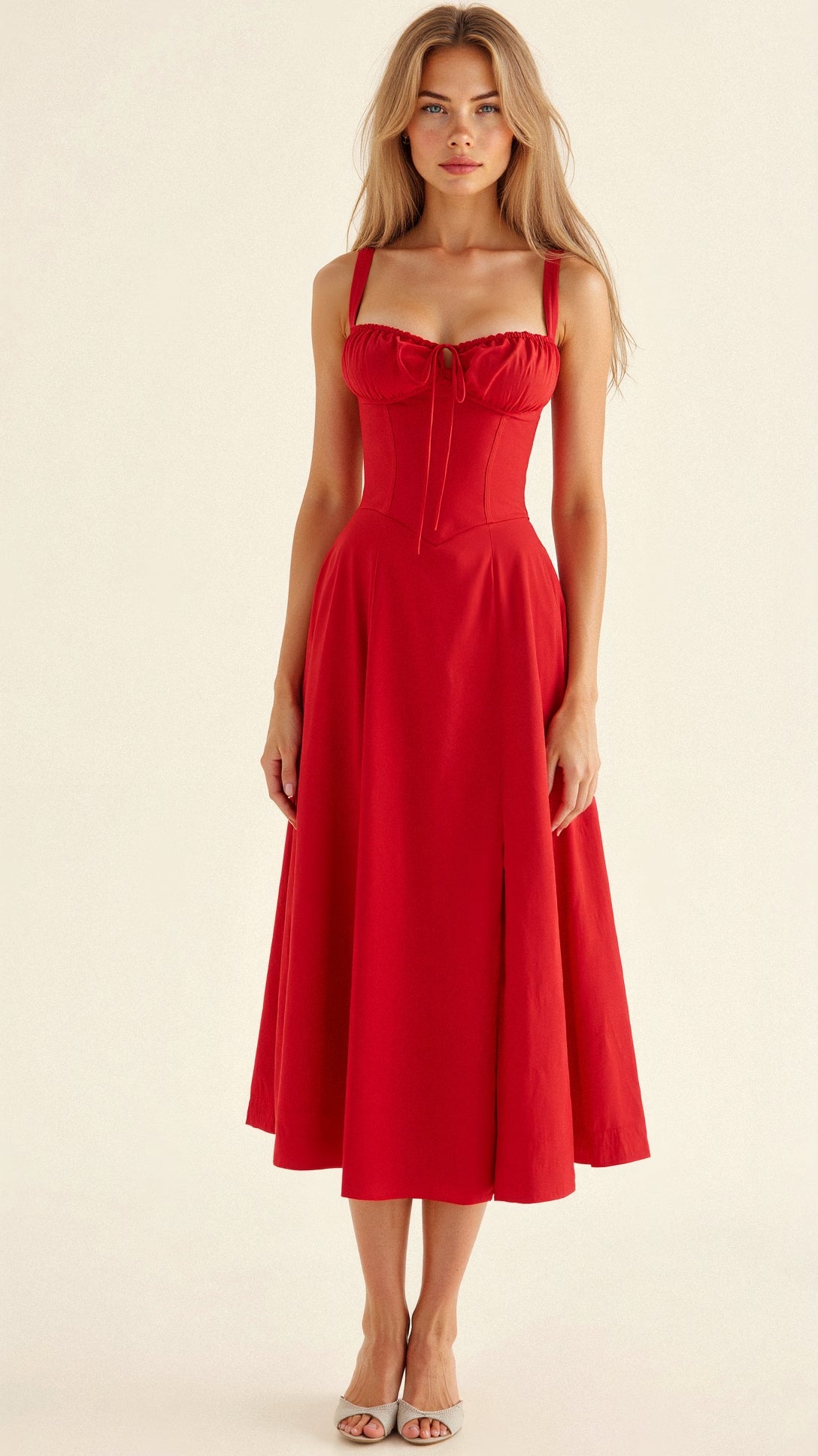 Constanza | Lace-Up Back Wedding Guest Maxi Dress