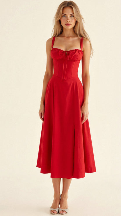 Constanza | Lace-Up Back Wedding Guest Maxi Dress