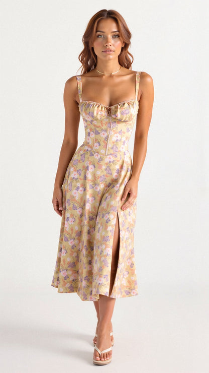 Constanza | Lace-Up Back Wedding Guest Maxi Dress