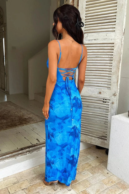 Nailani | Blue Floral Maxi Summer Dress
