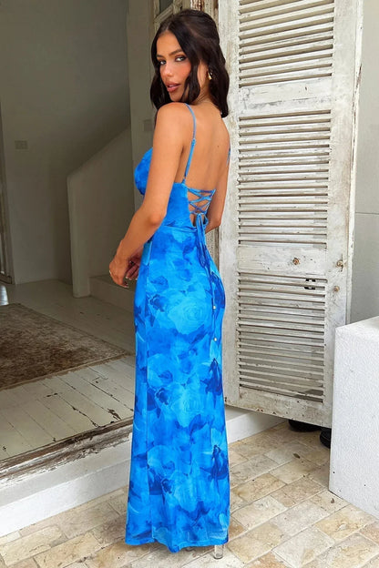 Nailani | Blue Floral Maxi Summer Dress