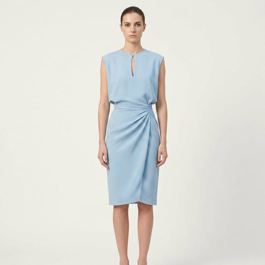 Virelle | Keyhole Ruched Midi Cocktail Dress
