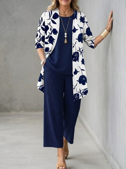 Elke | Three-Piece Top Pants and Cardigan Set