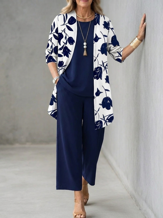 Elke | Three-Piece Top Pants and Cardigan Set