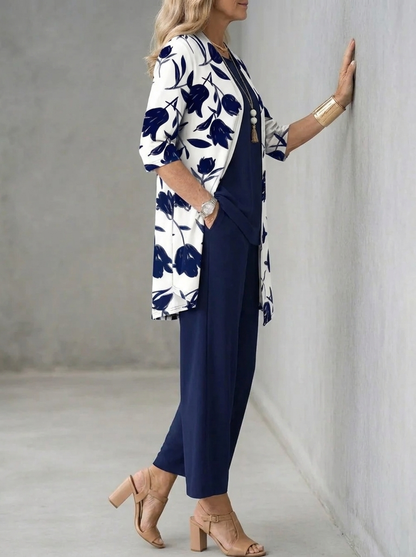 Elke | Three-Piece Top Pants and Cardigan Set