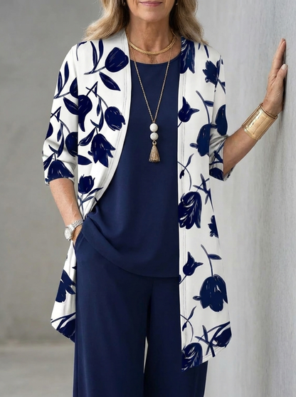 Elke | Three-Piece Top Pants and Cardigan Set