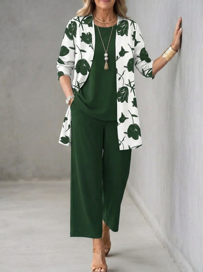 Elke | Three-Piece Top Pants and Cardigan Set
