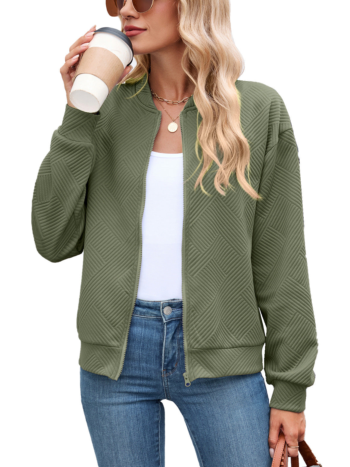 Women's Oda quilted puffer jacket in Olive Green