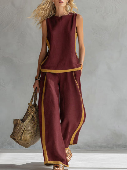 Pia | Sleeveless Top and Wide-Leg Pants Set