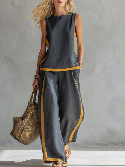 Pia | Sleeveless Top and Wide-Leg Pants Set