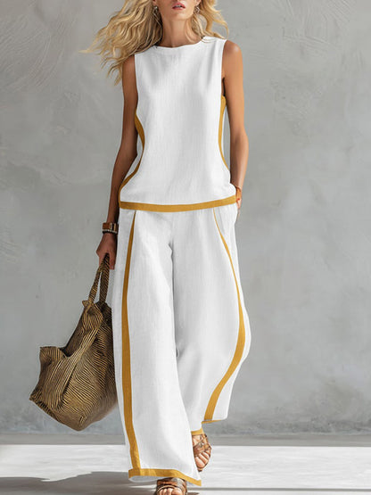 Pia | Sleeveless Top and Wide-Leg Pants Set