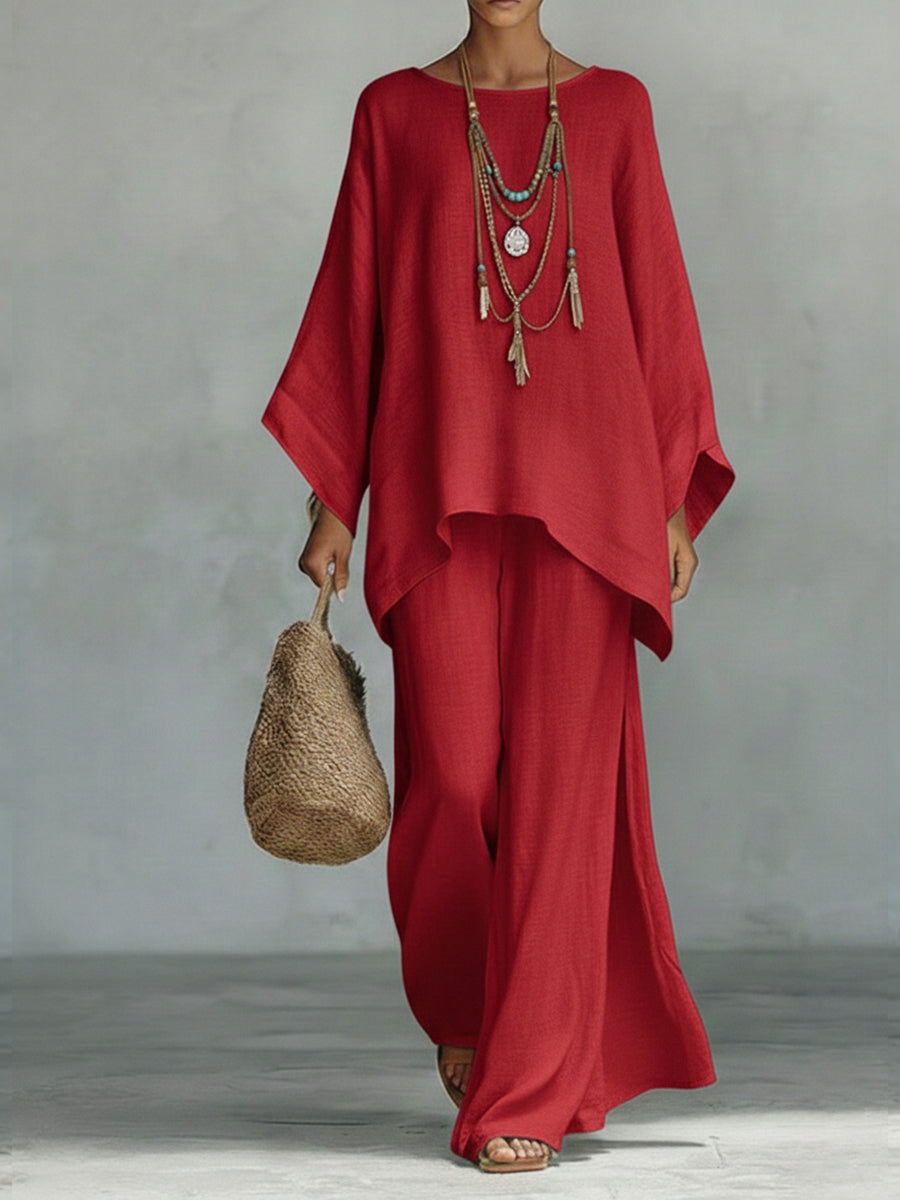 Hélène | Oversized Top & Wide-Leg Trouser Set