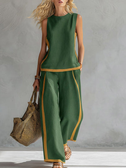 Pia | Sleeveless Top and Wide-Leg Pants Set