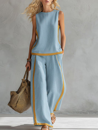 Pia | Sleeveless Top and Wide-Leg Pants Set