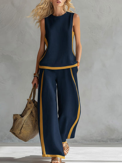 Pia | Sleeveless Top and Wide-Leg Pants Set