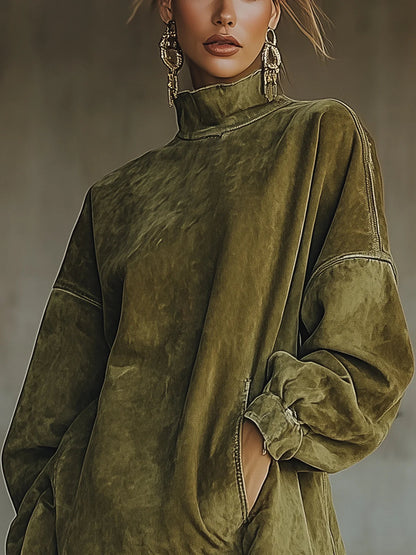 Philippine | Mock Turtleneck Fringe Knit Mini Dress