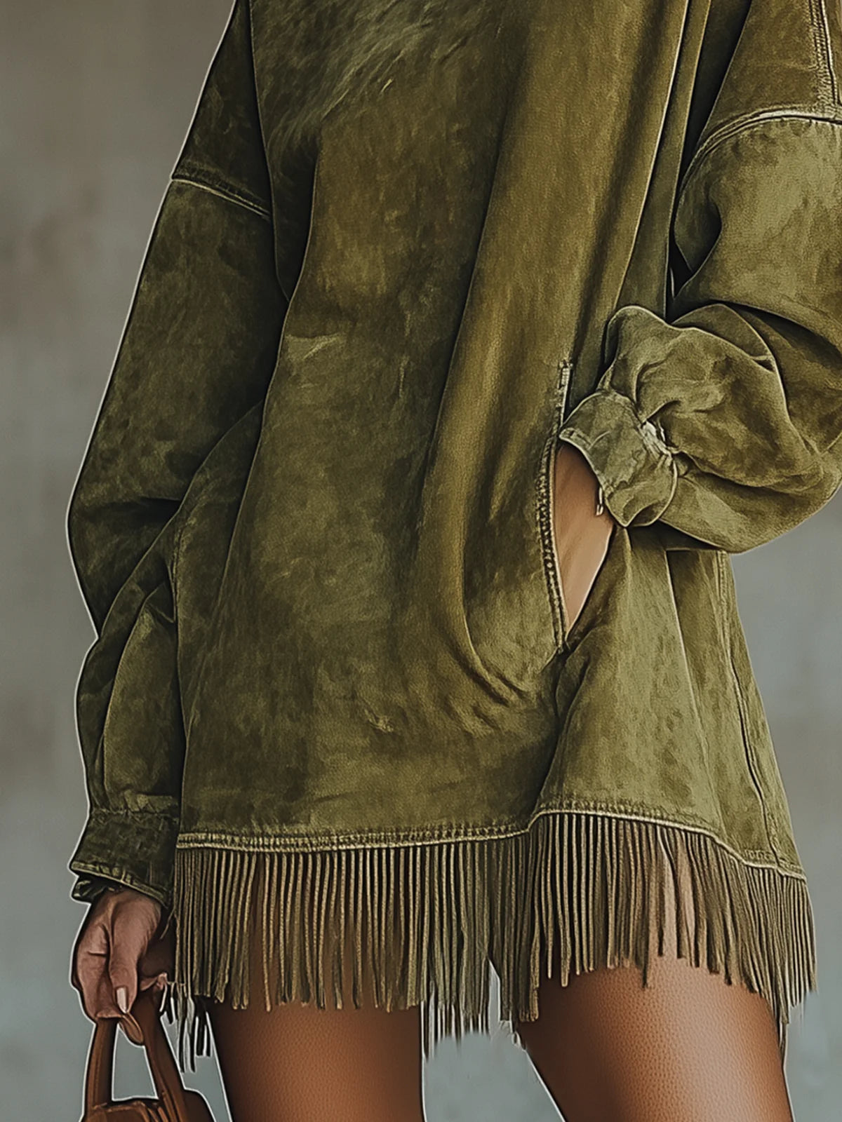 Philippine | Mock Turtleneck Fringe Knit Mini Dress