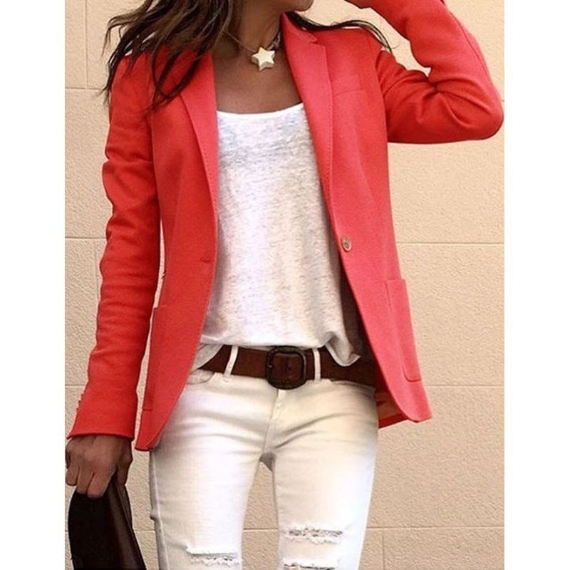 Women's Paulina notch-lapel one-button blazer in Orange