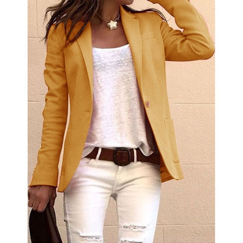 Women's Paulina notch-lapel one-button blazer in Yellow