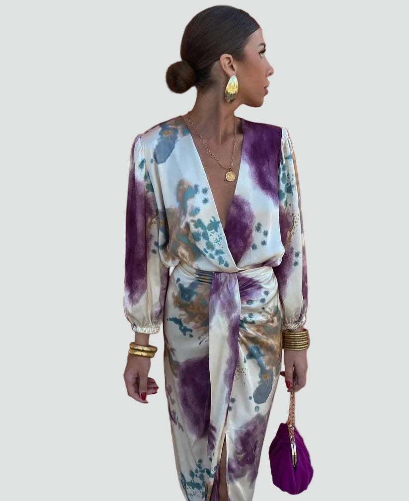 Marivelle | Tie-Dye Wrap Midi Dress
