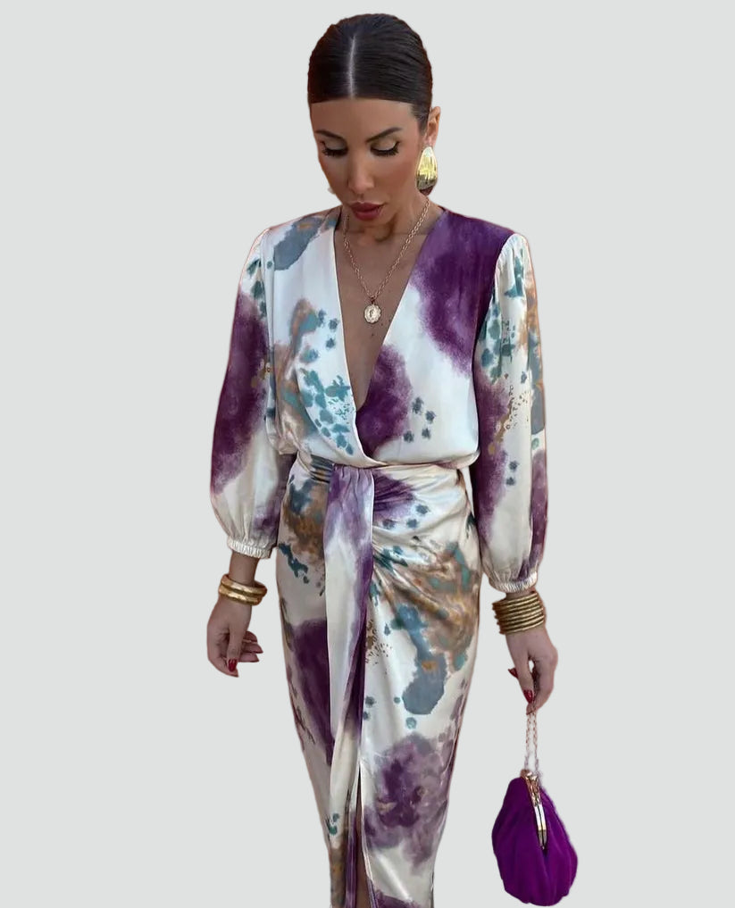 Marivelle | Tie-Dye Wrap Midi Dress