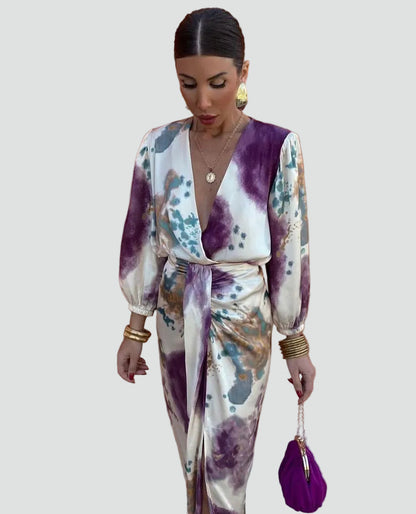 Marivelle | Tie-Dye Wrap Midi Dress
