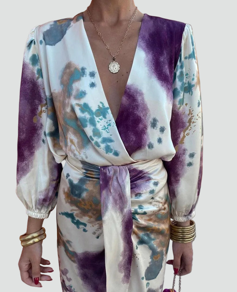 Marivelle | Tie-Dye Wrap Midi Dress