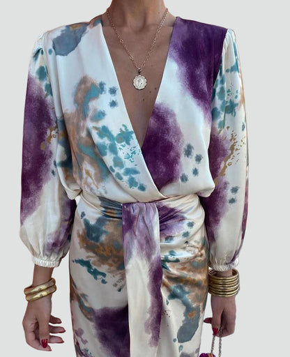 Marivelle | Tie-Dye Wrap Midi Dress