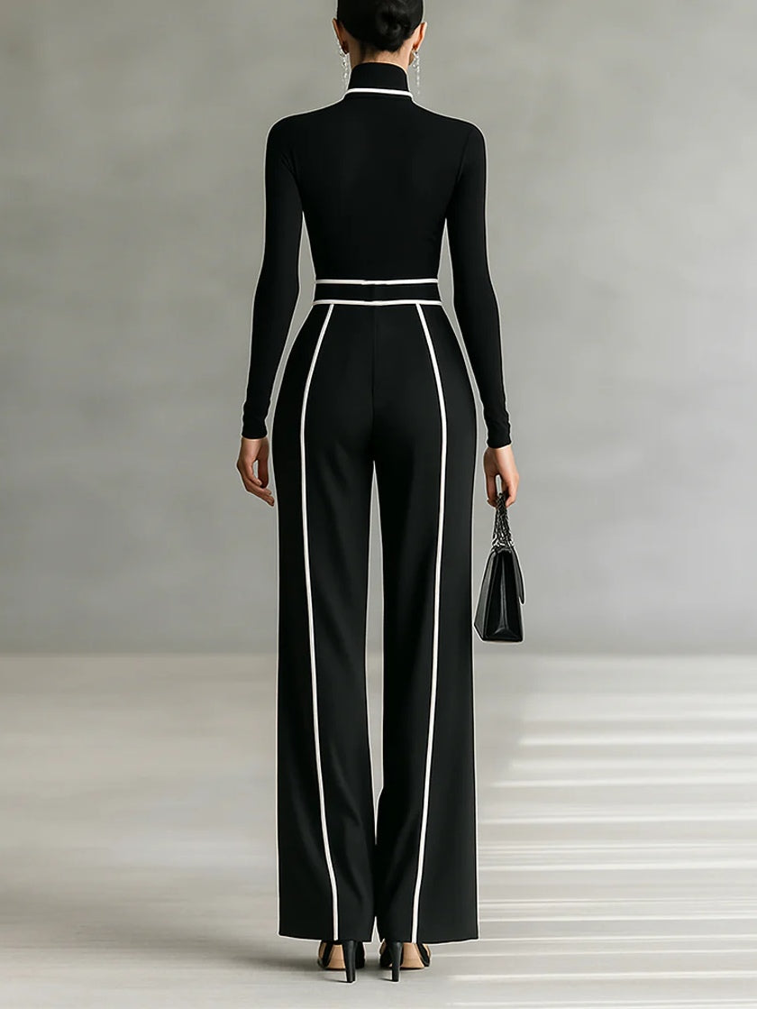Women's Pernille turtleneck top and belted wide-leg pants set - view 3