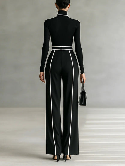 Women's Pernille turtleneck top and belted wide-leg pants set - view 3