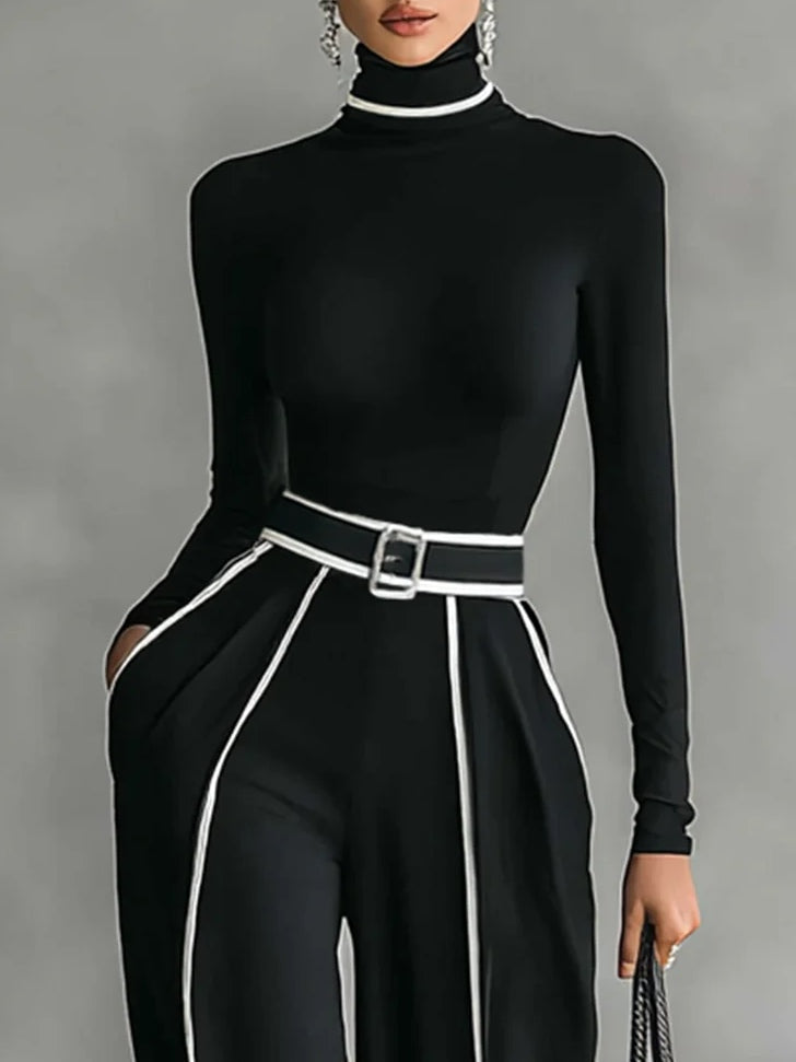 Women's Pernille turtleneck top and belted wide-leg pants set - view 4