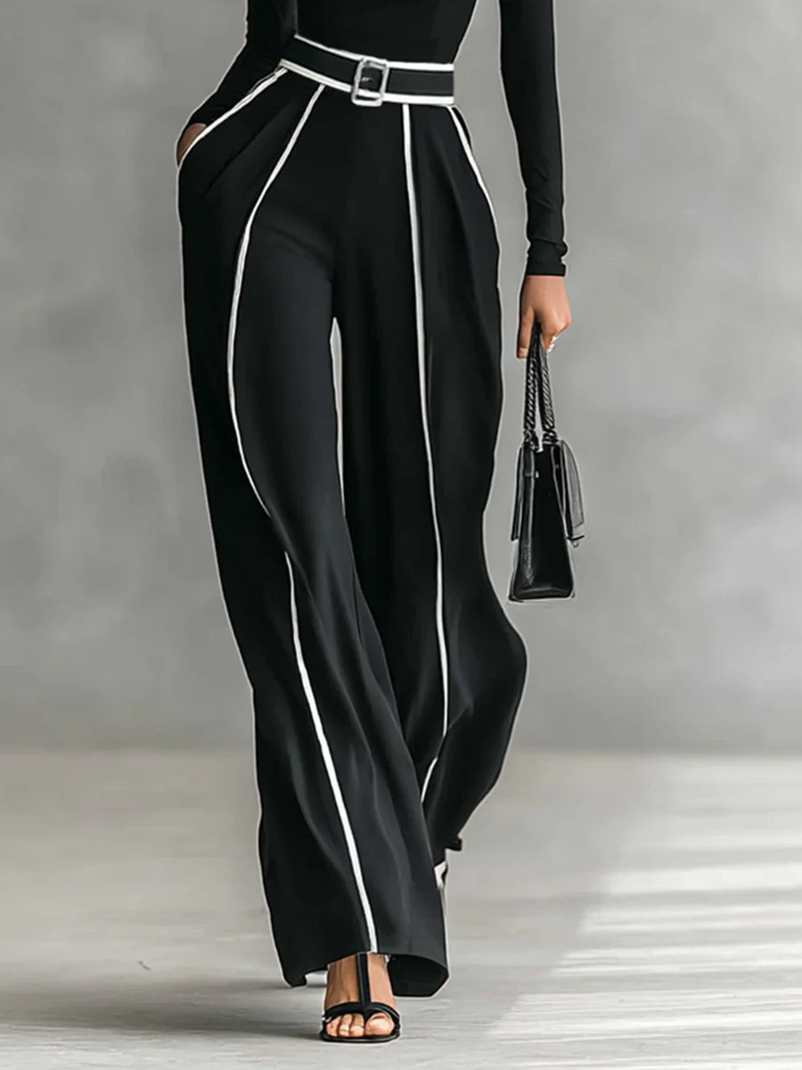 Women's Pernille turtleneck top and belted wide-leg pants set - view 5