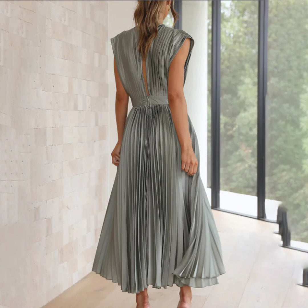 Women's Philippa pleated V-neck wedding guest midi dress - view 12