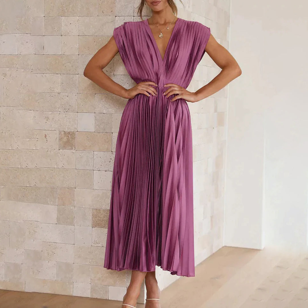 Women's Philippa pleated V-neck wedding guest midi dress - view 13