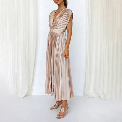 Women's Philippa pleated V-neck wedding guest midi dress - view 14